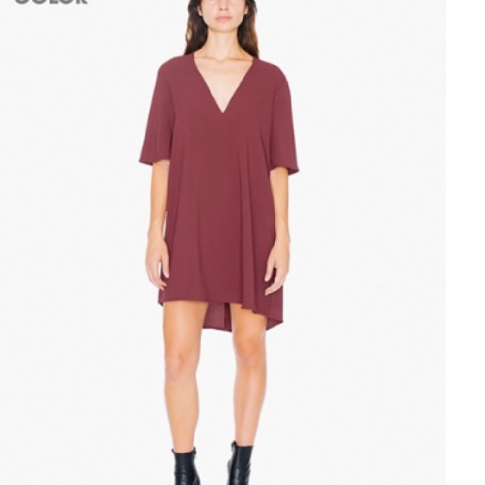 American Apparel Crepe V-neck Red Dress